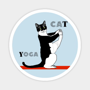 Cute Tuxedo Cat doing  Yoga  Copyright TeAnne Magnet